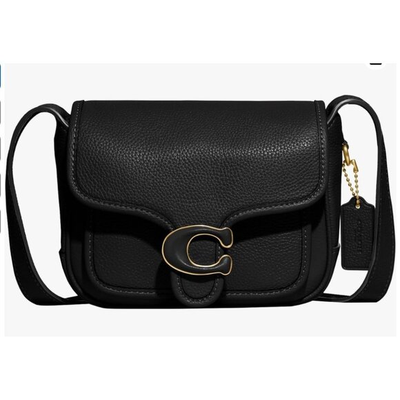 NEW WITH TAGS!  Coach Pebble Leather Black Tabby Messenger 19 - Picture 7 of 8